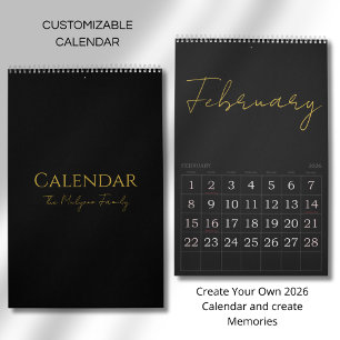 Calendario Diseño de tipografía simple y limpia