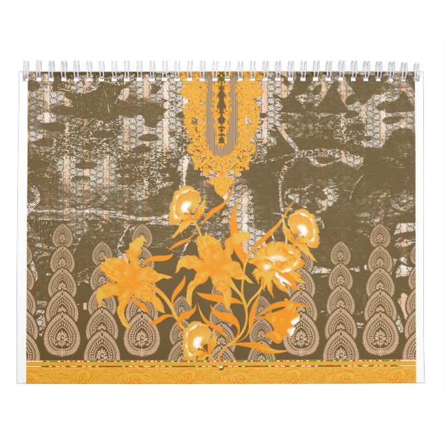 Calendario diseño de un cuadro con flores amarillas (Tapa)
