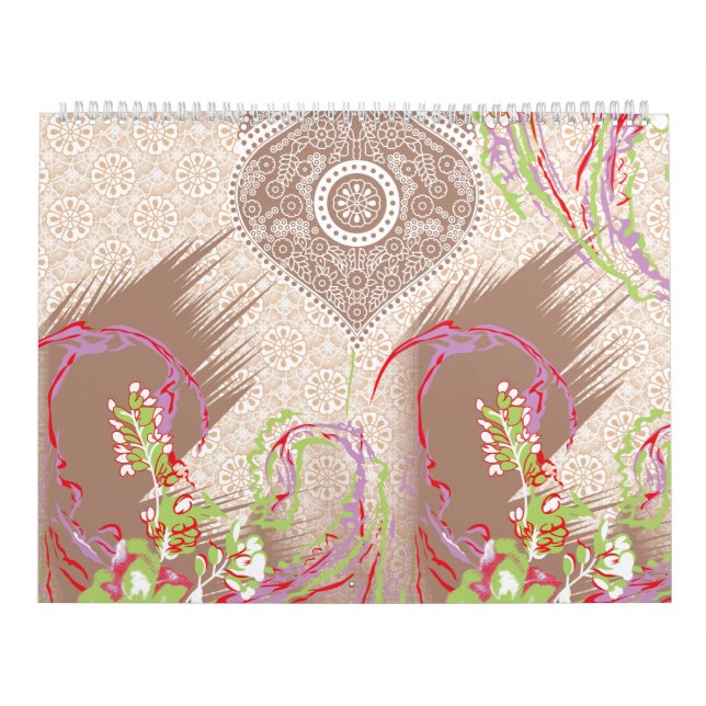 Calendario diseño de un jarrón rojo con flores en él (Tapa)