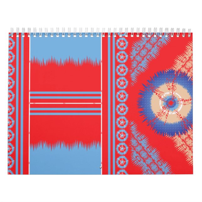 Calendario diseño de un patrón rojo y azul (Tapa)