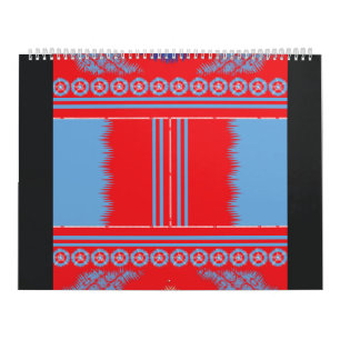 Calendario diseño de un patrón rojo y azul