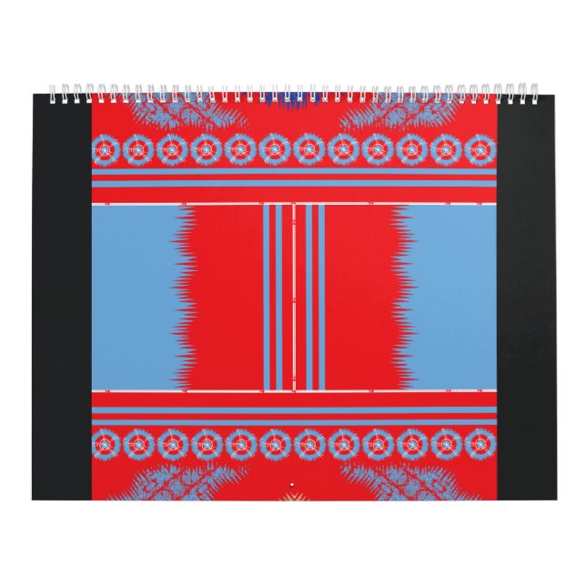 Calendario diseño de un patrón rojo y azul (Tapa)