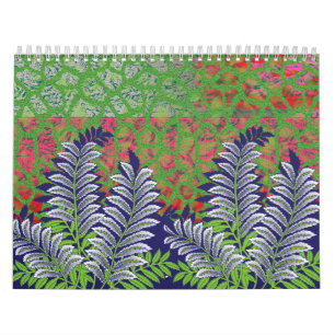 Calendario diseño de un patrón verde y amarillo