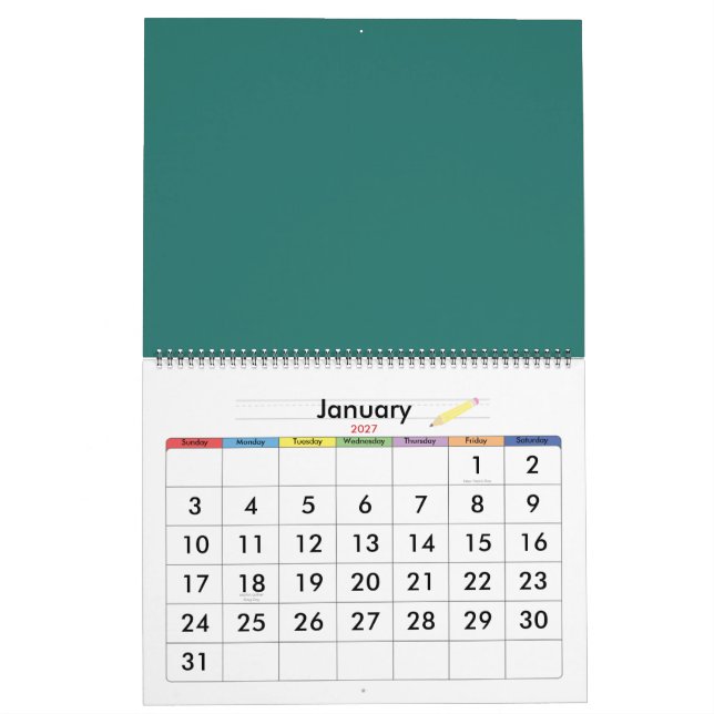 Calendario Diseño de vintage abstracto dibujado a mano (Jan 2027)