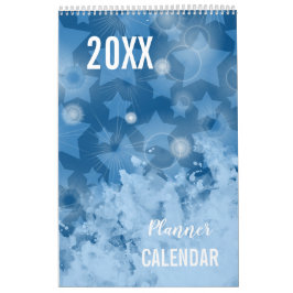 Calendario Diseño elegante de las estrellas azules clásicas c