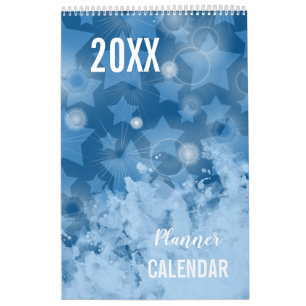 Calendario Diseño elegante de las estrellas azules clásicas c