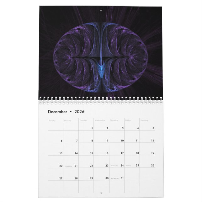 Calendario diseño fractal (Dec 2026)
