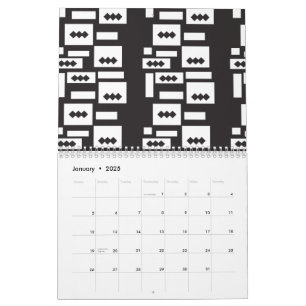 Calendario Diseño geométrico simétrico y blanco con un círcul
