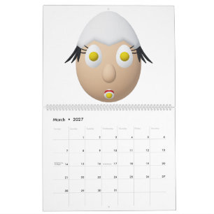 Calendario Diseño lindo de personaje de huevo peculiar de RG 
