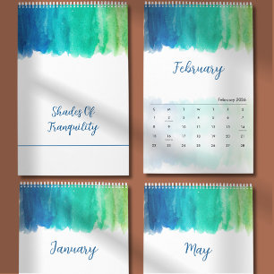 Calendario Diseño minimalista elegante y tranquilo de acuarel