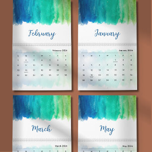 Calendario Diseño Mínimo Calmado y Elegante Acuarela