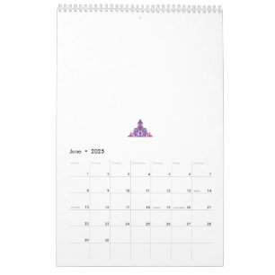 Calendario Diseño ornado, simétrico con púrpura, rosa y