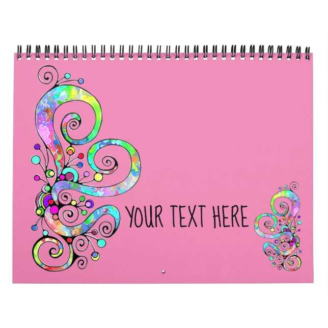 Calendario Diseño pintado de mano cardíaca espiral 1 (Tapa)