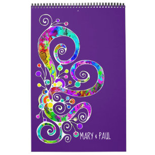 Calendario Diseño pintado de mano cardíaca espiral 2