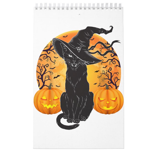 Calendario Disfraz de gato negro asusta Gorra de bruja de Hal (Tapa)