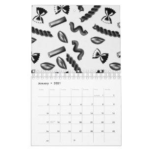 Calendario Diversidad de Pasta Grisa Comida Italia Amante Foo
