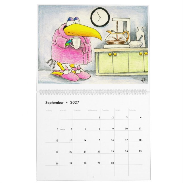 Calendario divertido de los ilustraciones del (Sep 2027)