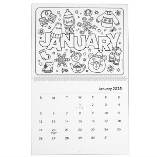 Calendario divertido para colorear