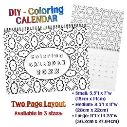 Calendario DIY Coloring Pattern custom Outline Art -
