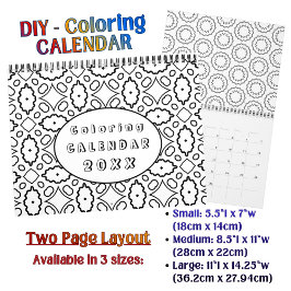 Calendario DIY Coloring Pattern custom Outline Art -