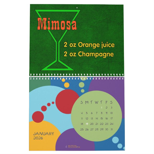 Calendario Doce meses de bebidas mezcladas básicas (Jan 2026)