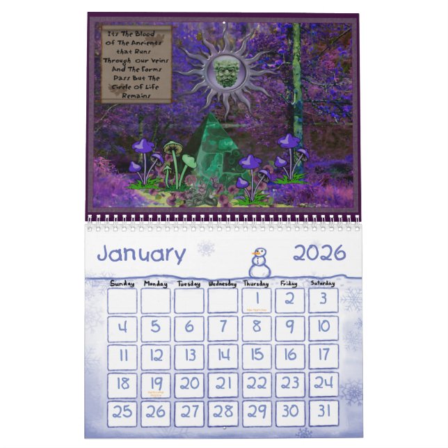 Calendario Doce meses de diosas (Jan 2026)