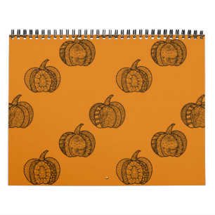 Calendario Dodles de Halloween calabazas de boho mandala de o