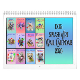 Calendario Dog Colourful Splash Art Wall Calendar 2026