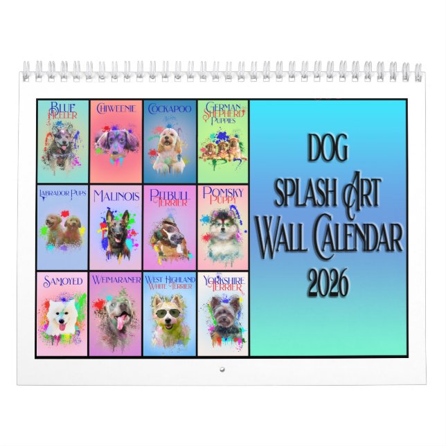 Calendario Dog Colourful Splash Art Wall Calendar 2026 (Tapa)