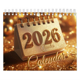 Calendario dorado 2026 con comillas