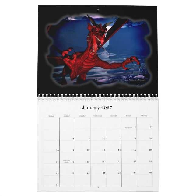 Calendario Dragones 3D de DragonCat 2009 (Jan 2027)
