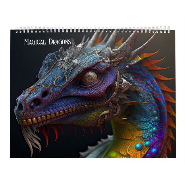 Calendario Dragones mágicos fantasmales - arte generado por I (Tapa)