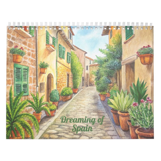 Calendario Dreaming of Spain | 2026 Watercolor Travel Art (Tapa)