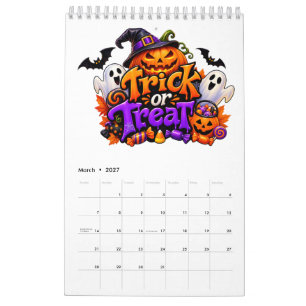 Calendario Dulce Fantasma de Calabaza de Halloween Truco o Tr