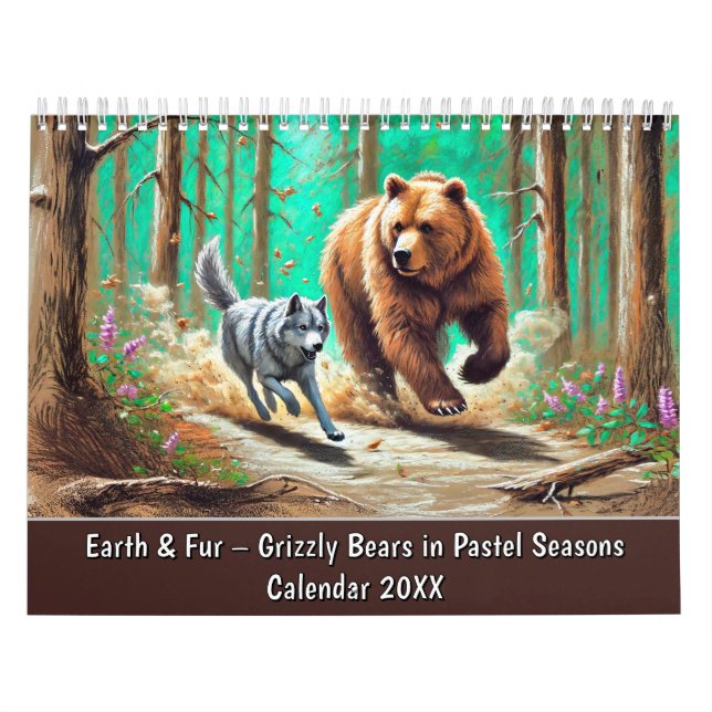 Calendario Earth & Fur – Grizzly Bears in Pastel Seasons (Tapa)