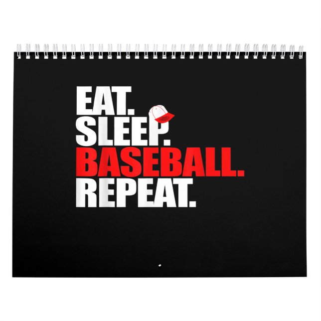 Calendario Eat Sleep Béisbol Repetir el béisbol Catcher Pitch (Tapa)