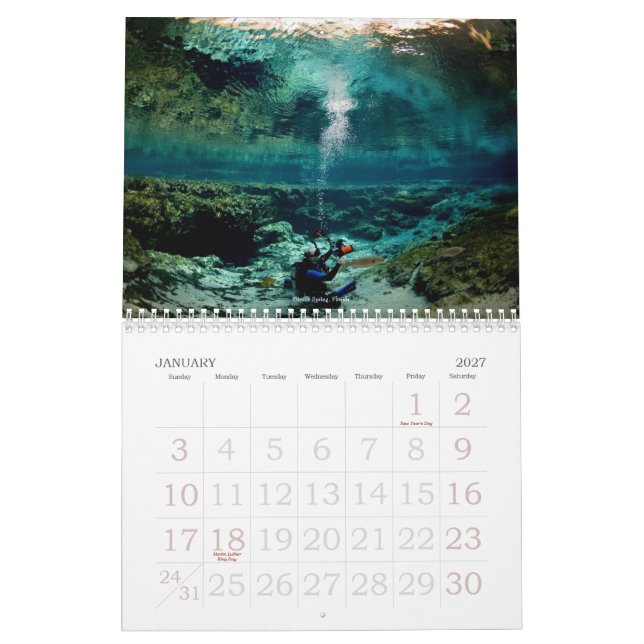 Calendario Edición subacuática 2009 de los viajes (Jan 2027)