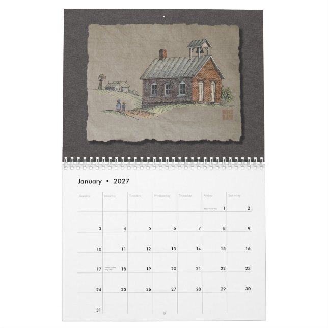 Calendario Edificios rústicos viejos (Jan 2027)