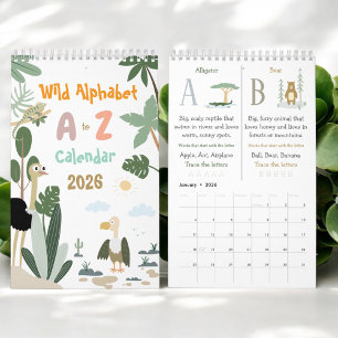 Calendario educativo ABC de animales salvajes para