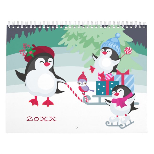 Calendario El bosque de pingüinos cúbicos agrega tus propias  (Tapa)