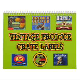 Calendario El cajón de la producción del vintage etiqueta el