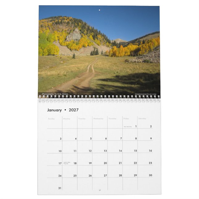 Calendario El Enchilada entero - Moab, Utah (Jan 2027)