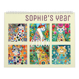 Calendario El estilo de Klimt lindo y colorido gatos nuevo añ