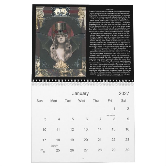 Calendario El gótico macabro de la galleta 2012 de Winona (Jan 2027)