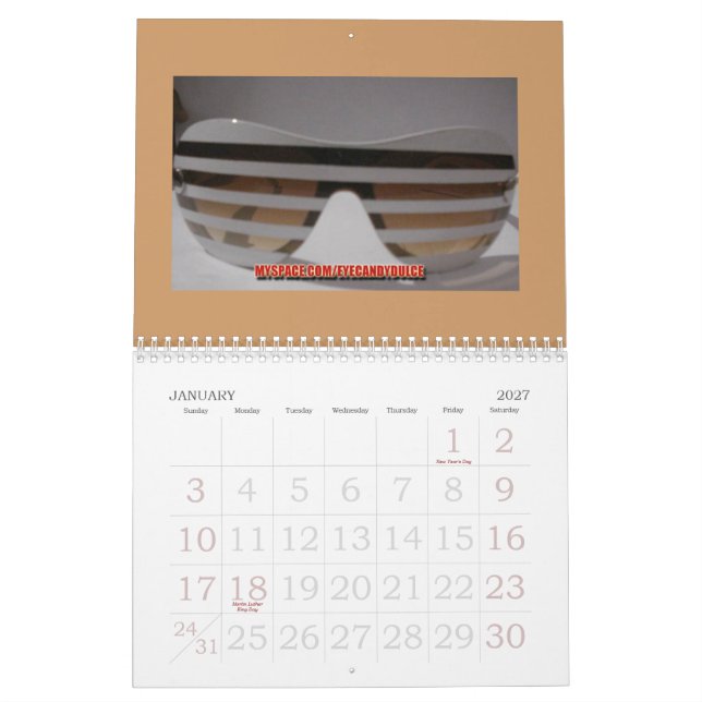 Calendario El líder en gafas de sol de encargo (Jan 2027)