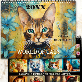 Calendario El mundo del gato mágico del arte lindo