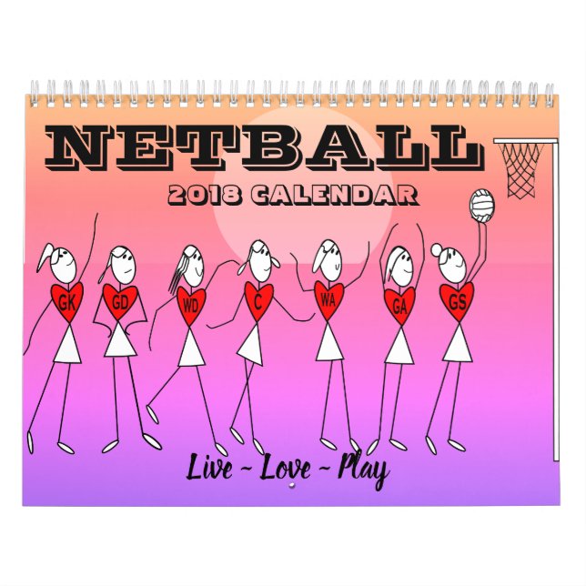 Calendario El palillo de la diversión figura el Netball (Tapa)