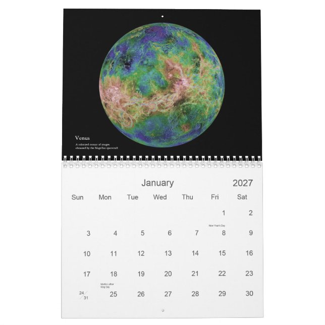 Calendario El sistema solar (Jan 2027)