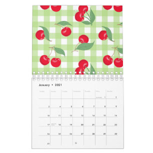 Calendario El verde de los frutos de cerezo rojo deja al Past