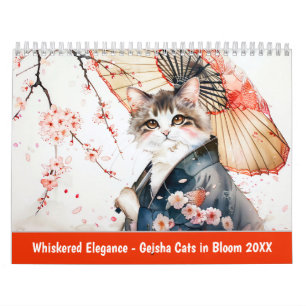 Calendario Elegancia con bigotes: Gatas geishas en flor